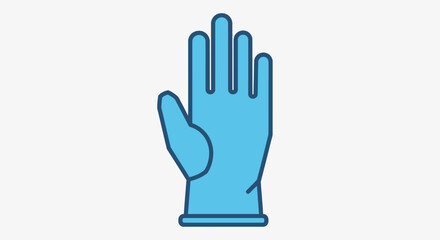 Obraz premium Blue Rubber Glove Icon, Hand Protection, Hygiene Concept