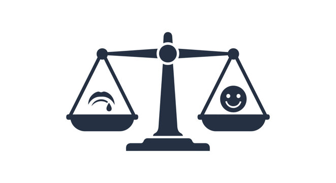 Scales of Justice Weighing Sadness Against Happiness, Balance Concept