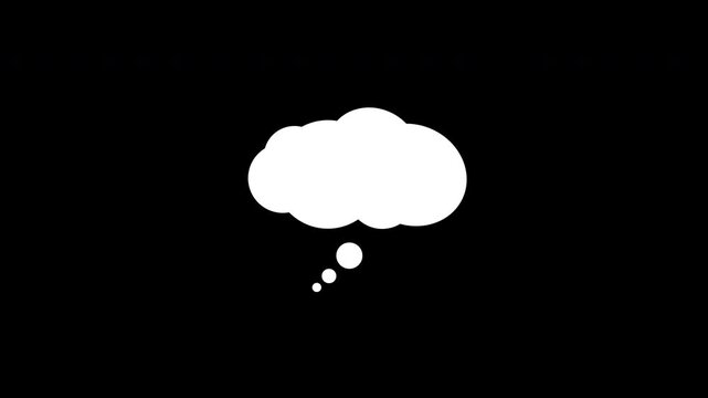 Speech Bubble Cloud Thinking Bubble or Dynamic fast thought bubble animation on transparent background. 4K video