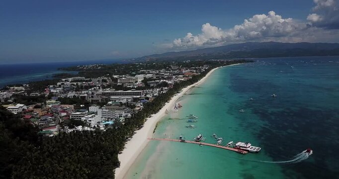 Wide Aerial Drone Shot of Boracay Island &ndash; Philippines