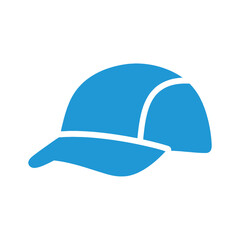 Fototapeta premium Blue baseball cap icon, simple flat design, isolated on white background