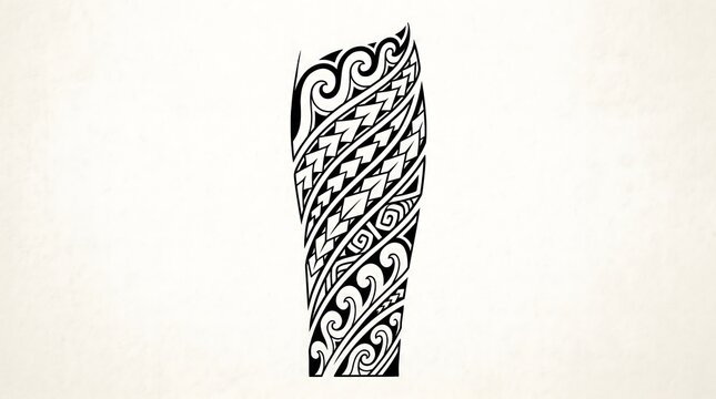 Intricate black and white tribal forearm tattoo design featuring swirling patterns and geometric shapes for body art inspiration