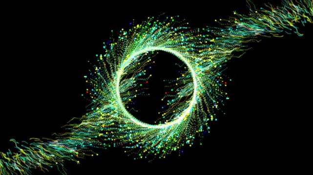 Glowing glitter circle trail animation with magic dust and fairy sparkle stars, shimmer particles motion in 4K seamless loop, high-quality magic shimmer for logo or intro creative video overlays