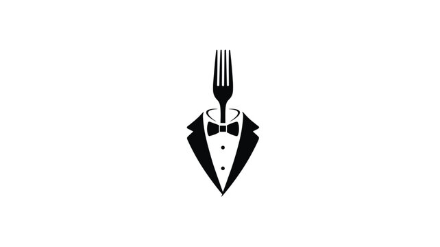 Fork in Tuxedo Silhouette Logo suit bow tie