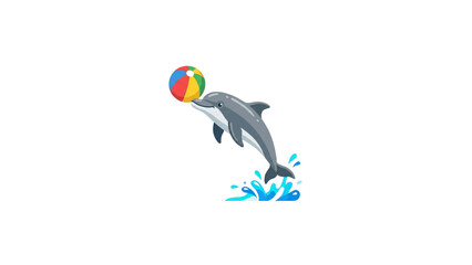 Obraz premium Playful Dolphin Jumping with Beach Ball in Ocean Water