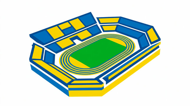 Isometric illustration of a sports stadium with running track