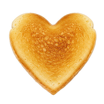 Heart shaped toasted bread slice isolated on transparent background