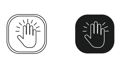 Obraz premium Vector icons of hand with palm facing outwards in line and solid styles for user interface design elements