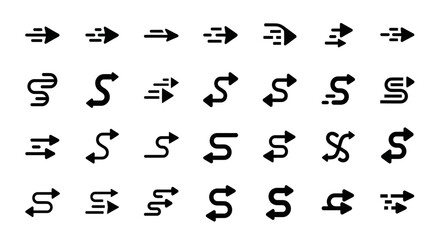 Fototapeta premium Arrows, Directional Icons, Black Vector Symbols, 25 Arrow Signs, Pointers and Indicators Set