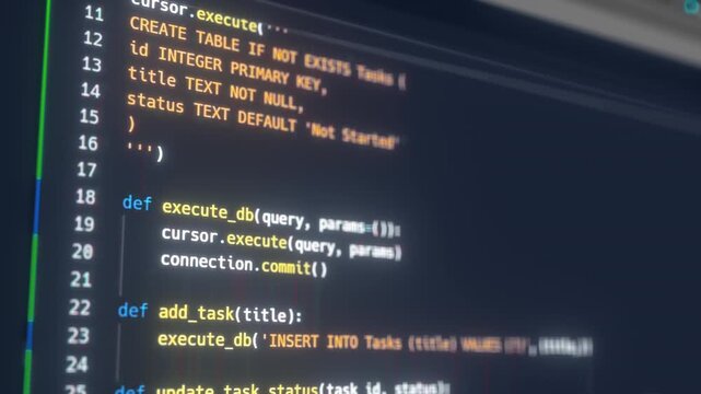 Abstract Python code. Computer generated 3d render