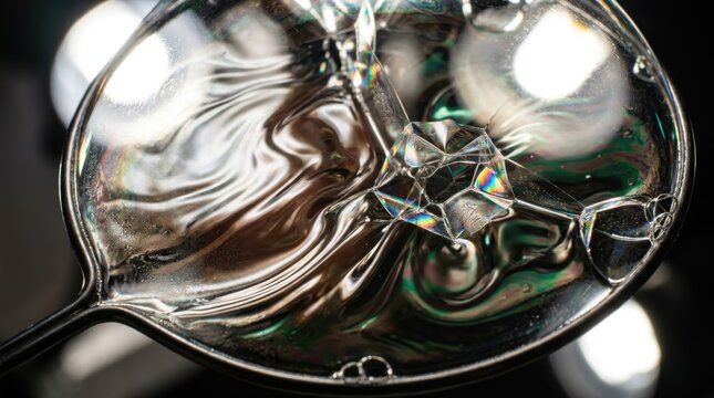 Textured soap film stretched across wire frame catching light at multiple angles, surface displaying dynamic shift of pearl, bronze, and emerald hues flowing like liquid