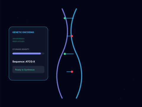 Genetic encoding, DNA sequence, biotechnology illustration, molecular biology eps