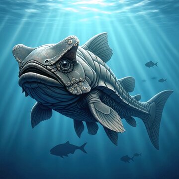 Dunkleosteus Armored Fish in Ancient Ocean