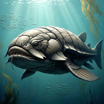 Dunkleosteus Armored Fish in Ancient Ocean