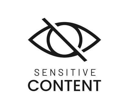 Sensitive content, hidden material icon or pictogram. Sensitive content or data video pictogram, graphic restricted photo warning symbol. Hidden password or media icon
