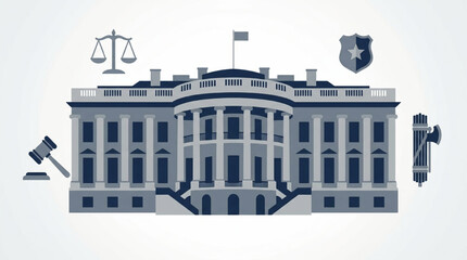 Fototapeta premium Government building with legal and justice icons