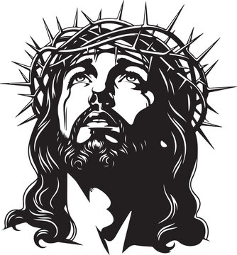 Minimalist Jesus Christ Silhouette with Crown of Thorns
