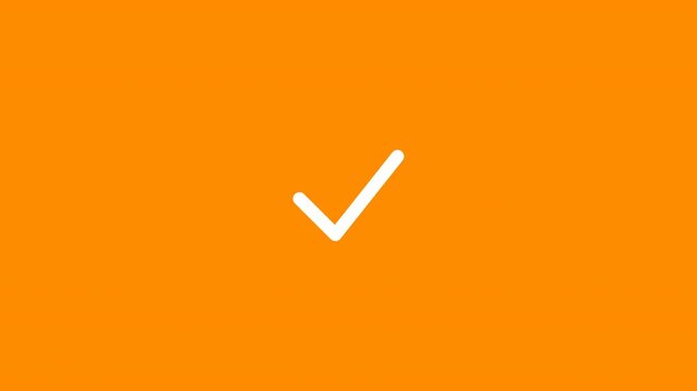 A simple orange background with a minimalist check mark, symbolizing completion or correctness