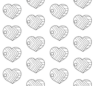 Vector seamless pattern of hand drawn sketch doodle outline lgbt flag heart isolated on white background