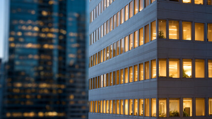 Obraz premium Illuminated building at dusk