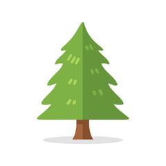 Fototapeta premium Green Fir Tree Icon, Flat Design, Isolated on White Background