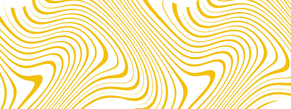 Abstract wavy yellow lines forming a dynamic pattern on a white background creating a sense of movement and energy transparent background