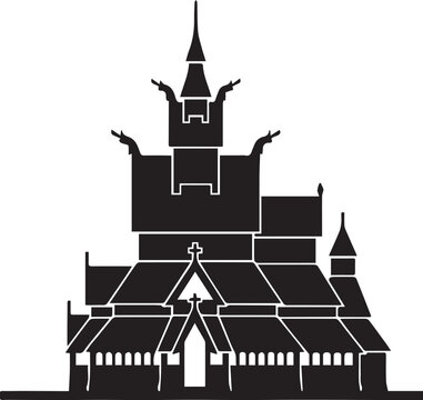 Norway Stave Church Wood Silhouettes Low Competition