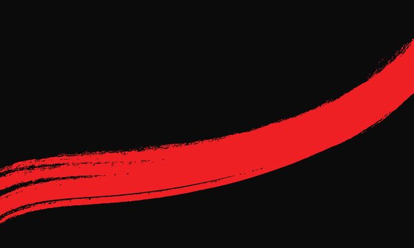 Abstract red brush stroke vector background featuring bold paint swipe on black backdrop in grunge artistic style for design