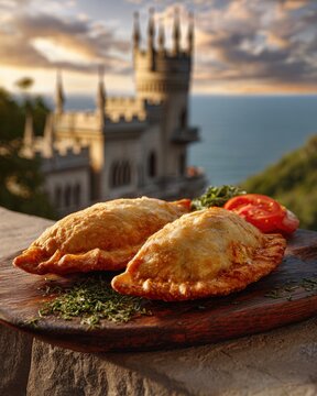 Golden chebureki delight under Yalta&rsquo;s mystical light