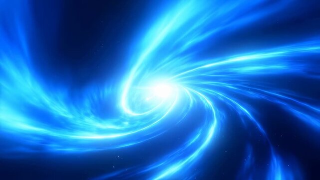 Abstract blue light swirl creating a dynamic vortex effect. Represents energy, movement, and the concept of time travel or cosmic exploration