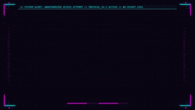 A glowing network display showing unauthorized access attempt messages, with digital grid background