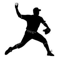 Obraz premium Professional baseball pitcher in throwing action vector graphic illustration