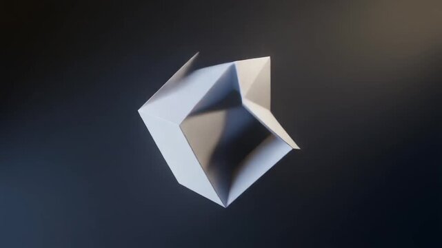 Abstract Geometric Paper Cube Unfolding and Refolding Motion Graphic