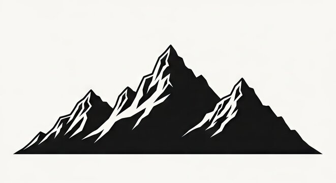 Rugged jagged peaks representing high altitude wilderness terrain for outdoor exploration themes featuring a sharp mountain range silhouette designed for creative travel branding and adventure
