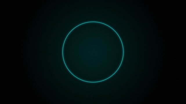 A glowing circular shape in the center of a dark background, radiating a soft neon light