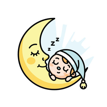 Baby Sleeping on Moon Face.
