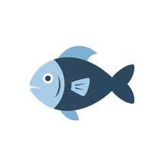 Obraz premium Stylized Blue Fish Illustration - Simple Aquatic Life Icon