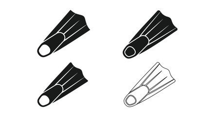 Pair of black flippers displayed in a minimalist graphic silhouette © MDRAYHAN