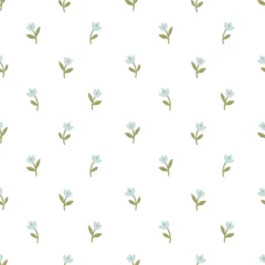 Minimal seamless pattern with small blue flowers on white © Елена Хмельнюк