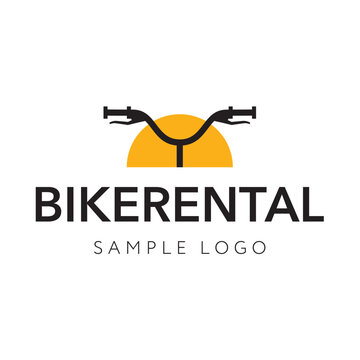 A bicycle-themed logo. Bicycle handlebars and the sun