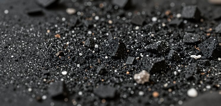 Closeup Black Sand Texture Black Sand