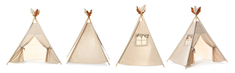 Cute wigwam for children isolated on white, set © New Africa