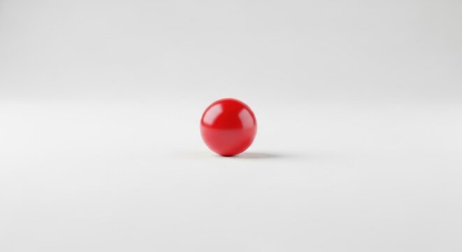 A single smooth red glossy sphere resting on a plain white surface with a soft shadow, minimalist studio shot of a 3D geometric shape against a neutral background.