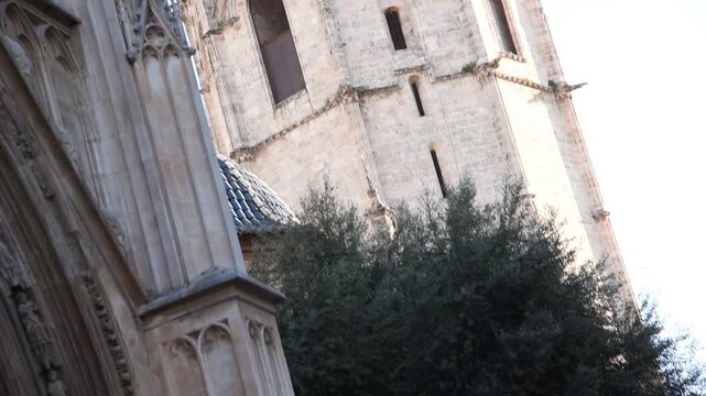 Historic Valencia Cathedral &ndash; La Seu and Miguelete Tower Architecture Details