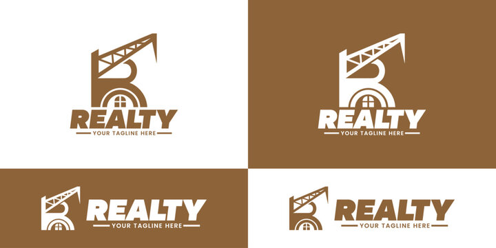 Modern RR real estate construction logo featuring a clean double R monogram with architectural structure. Ideal for property developers, construction companies, builders, contractors, and real estate.