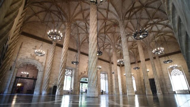 Interior of La Lonja de la Seda Valencia &ndash; UNESCO World Heritage Gothic Architecture
