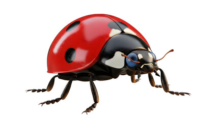 Red and black ladybug with shiny shell crawling isolated on transparent background © Creative_Art