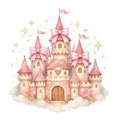 Fototapeta premium PNG Whimsical fairytale castle illustration.