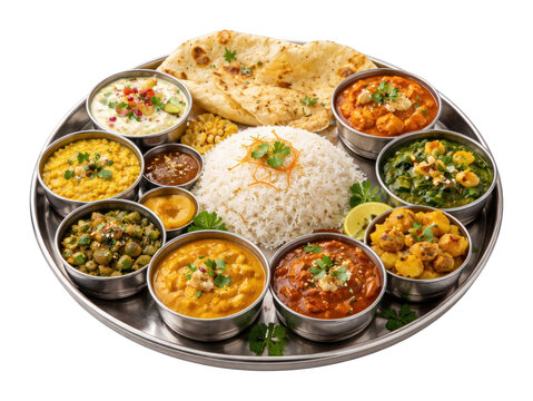 PNG Traditional Indian thali with curries.