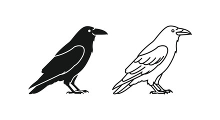 Fototapeta premium Black and White Crow Raven Birds Silhouette Design Vector